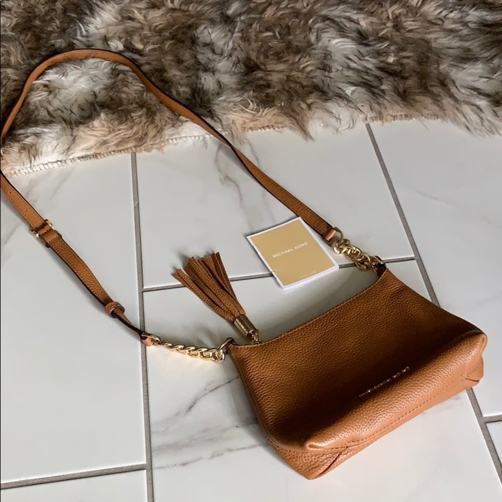 Michael Kors Adele Leather Crossbody Brown